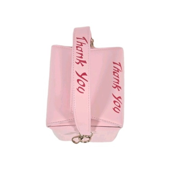 Chinese Take Out‎ Purse Faux Leather Pink Crossbody Thank You Bag - Picture 6 of 10